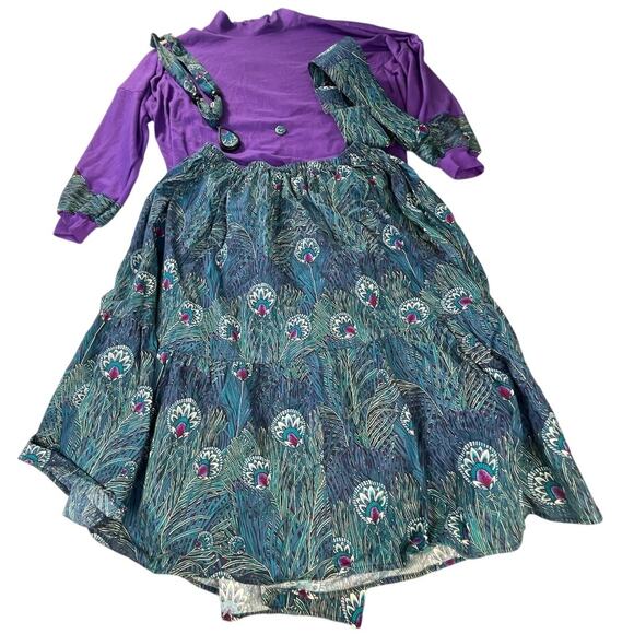 Vintage Joby Design 6-Piece Coordinated Peacock Feather Print Outfit, M/L-XL - Picture 1 of 16